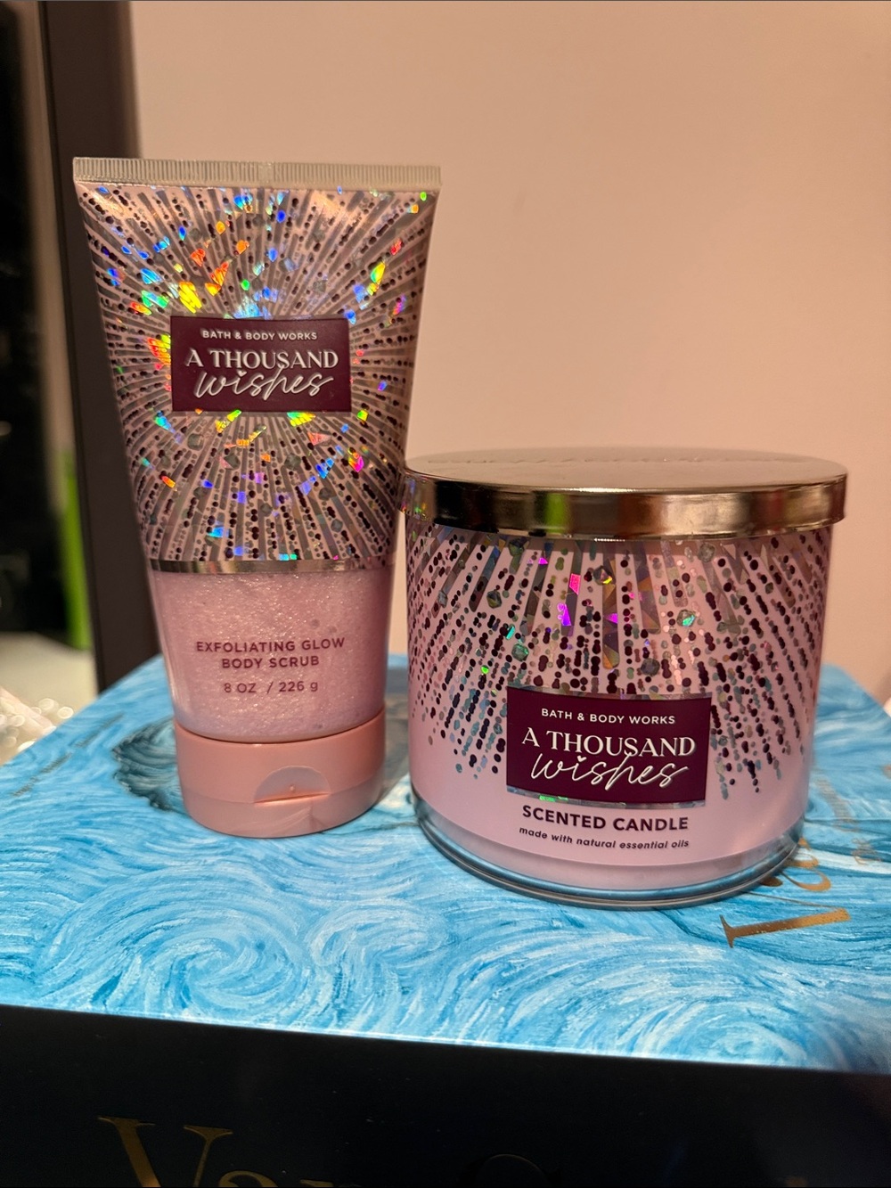 Bath & Body Works A Thousand Wishes Pink Exfoliating Body Scrub & Candle Duo